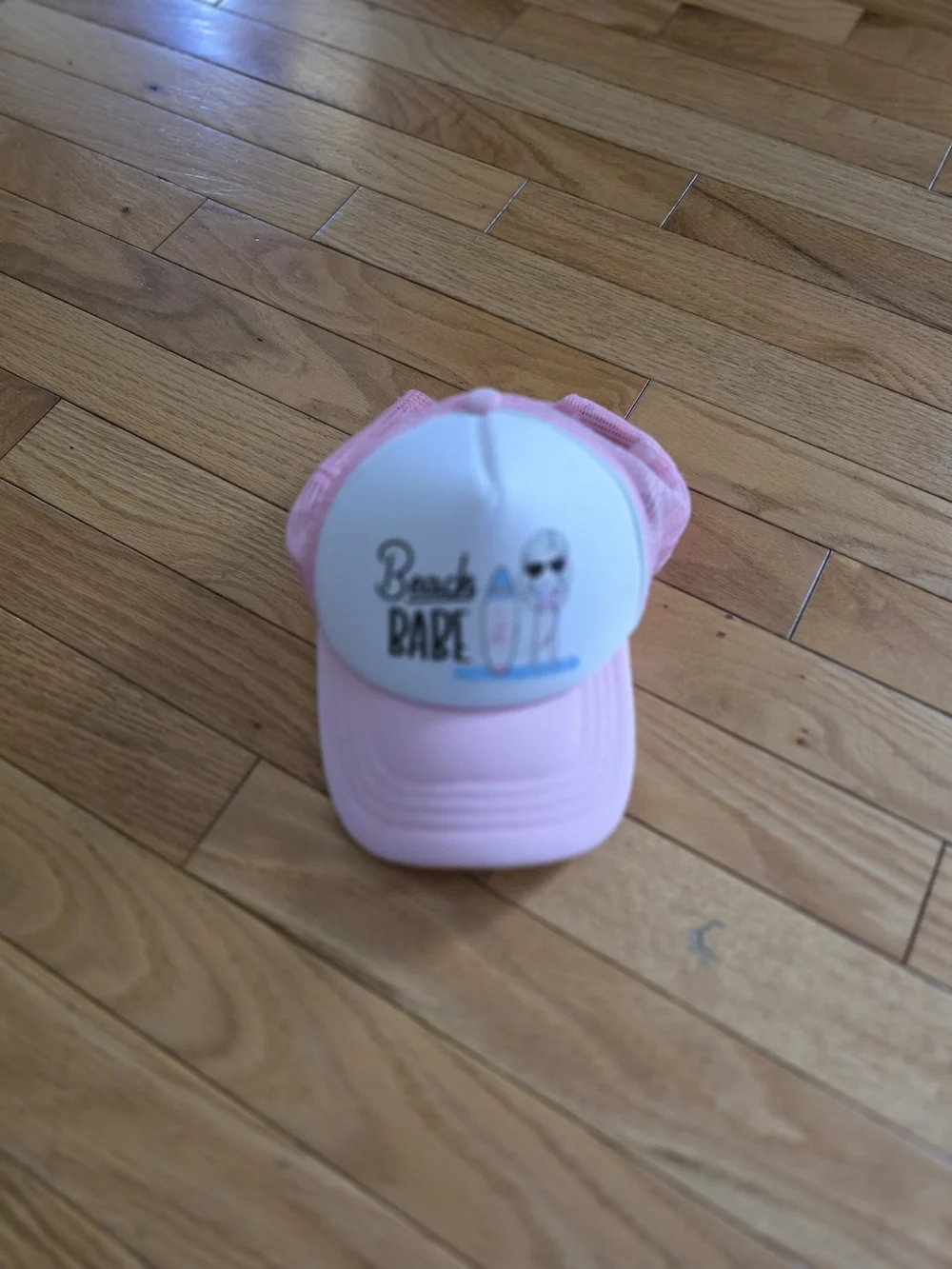 Kids Pink Trucker Hat with 'Beach Babe' Graphic